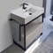 Modern Console Vanity with Grey Oak Cabinet, 35